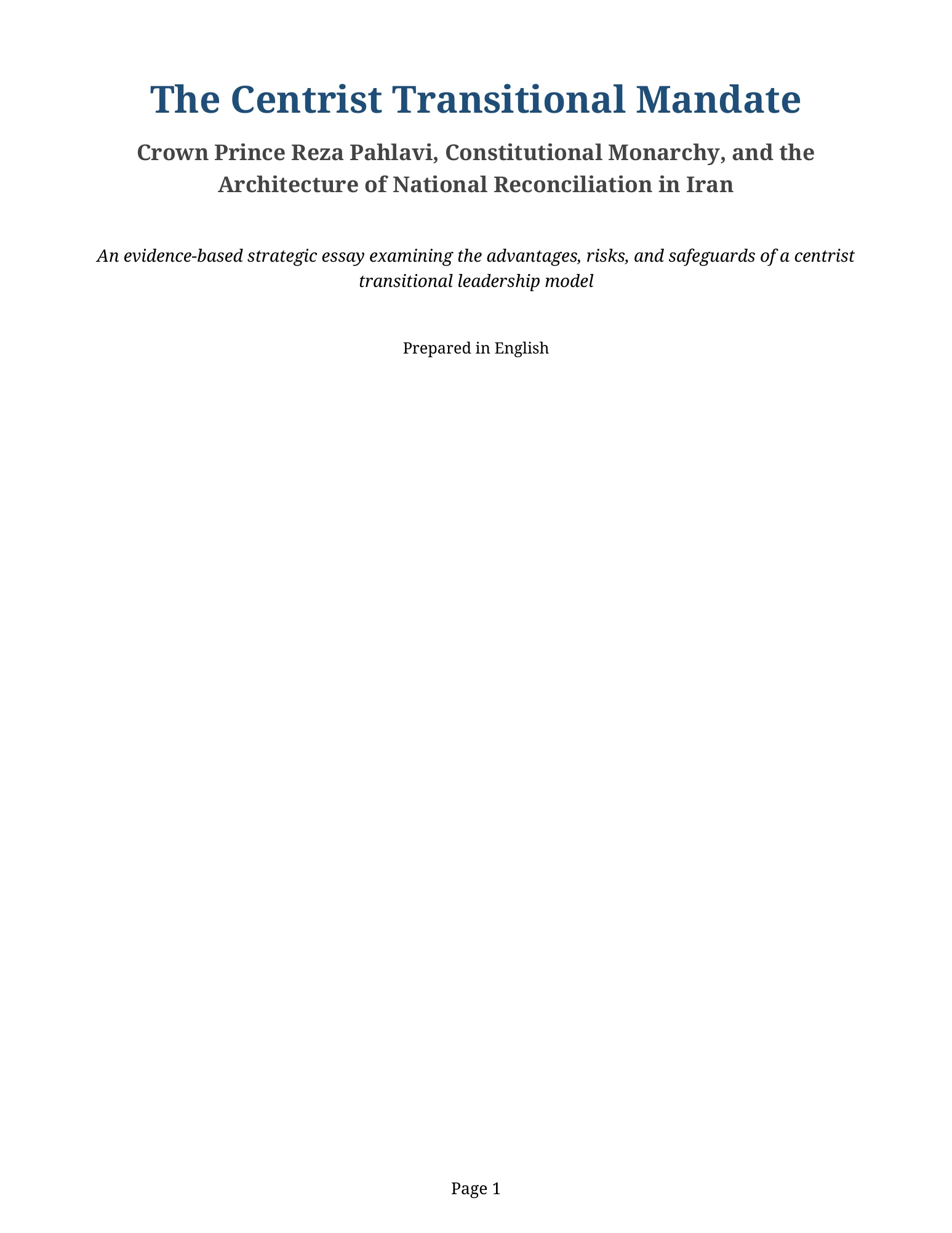 The Centrist Transitional Mandate — Page 1 of 8