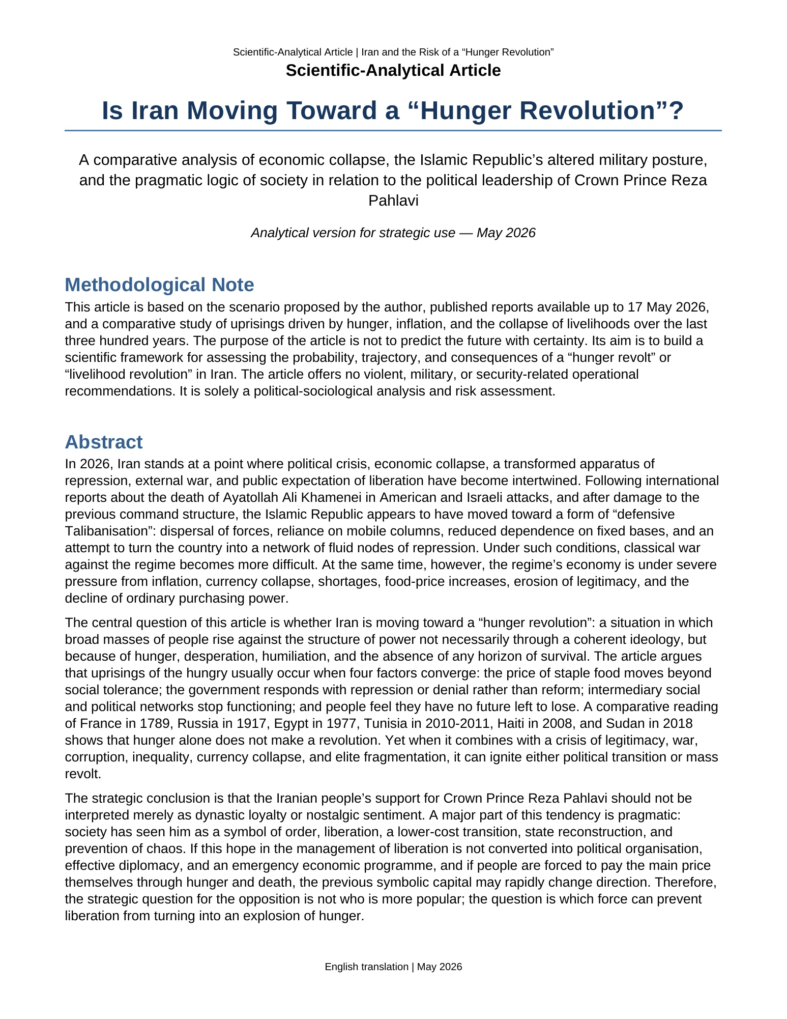 Is Iran Moving Toward a “Hunger Revolution”? — Page 1 of 6