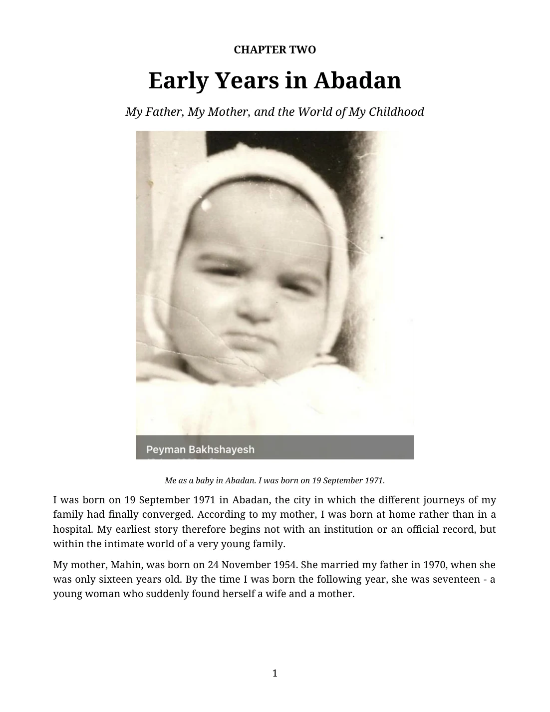 Chapter Two: Early Years in Abadan — Page 1 of 7