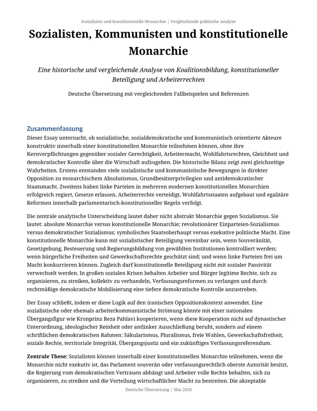 Cover of Sozialisten, Kommunisten und konstitutionelle Monarchie
