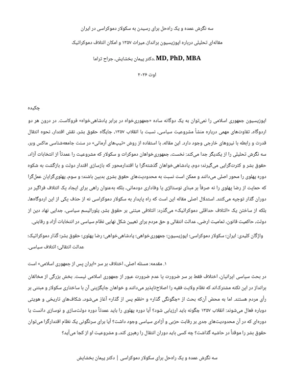 Cover of Three Perspectives and a Path to Secular Democracy in Iran